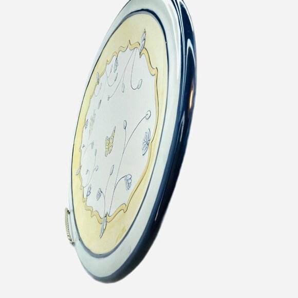 XL Fitz & Floyd Porcelain Oval Platter Embossed Mirabelle Pattern Blue Yellow - Picture 2 of 12